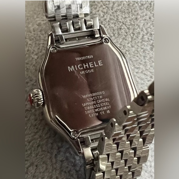 Michele Meggie Diamond Silver Stainless Steel Watch New $1595 - Picture 8 of 15